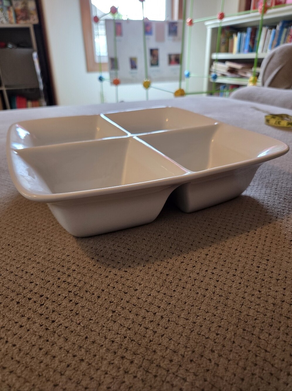 The Food Network White Stoneware Square Serving Dish with 4 deep sections